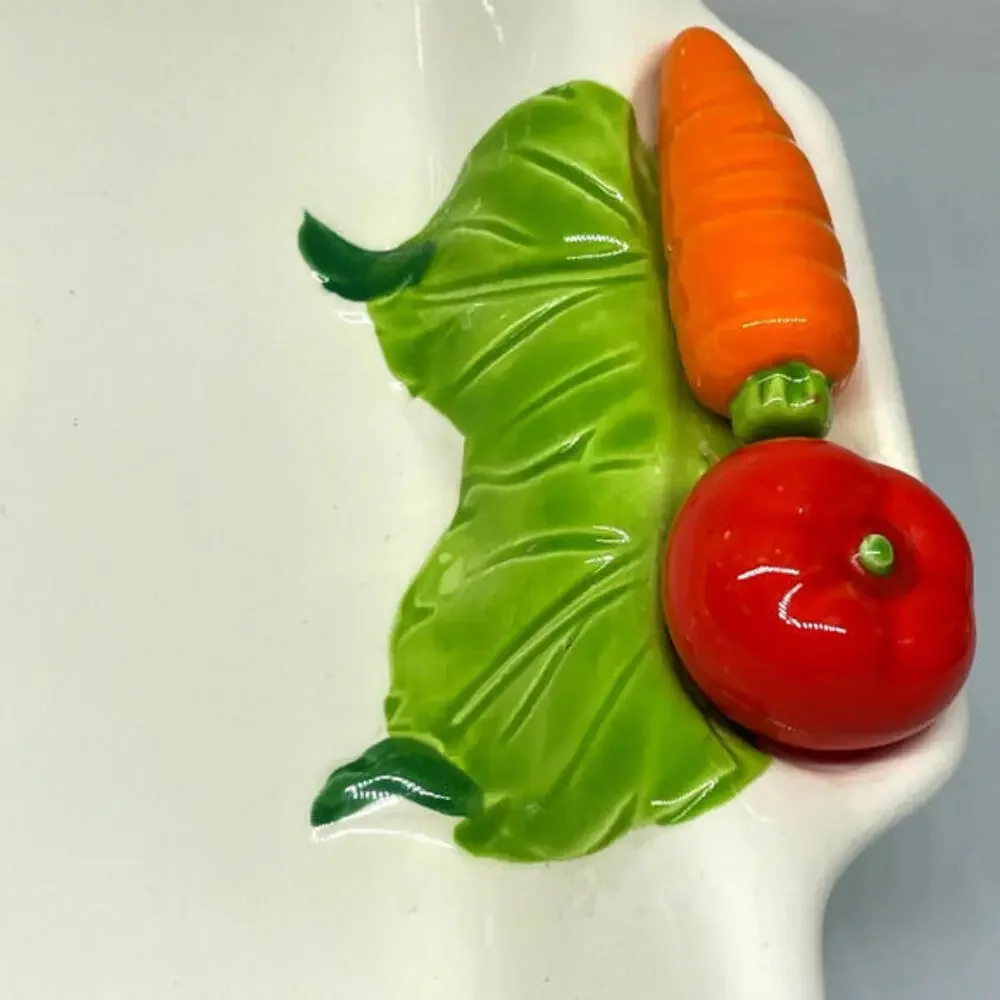 Vintage Divided Veggie Dish Tray Platter 3 Piece Set Mount Clemens Pottery Japan